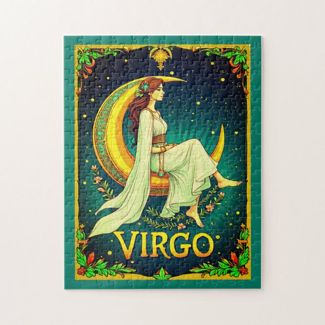 Virgo Maiden Sitting on Crescent Moon Jigsaw Puzzle (Vertical)