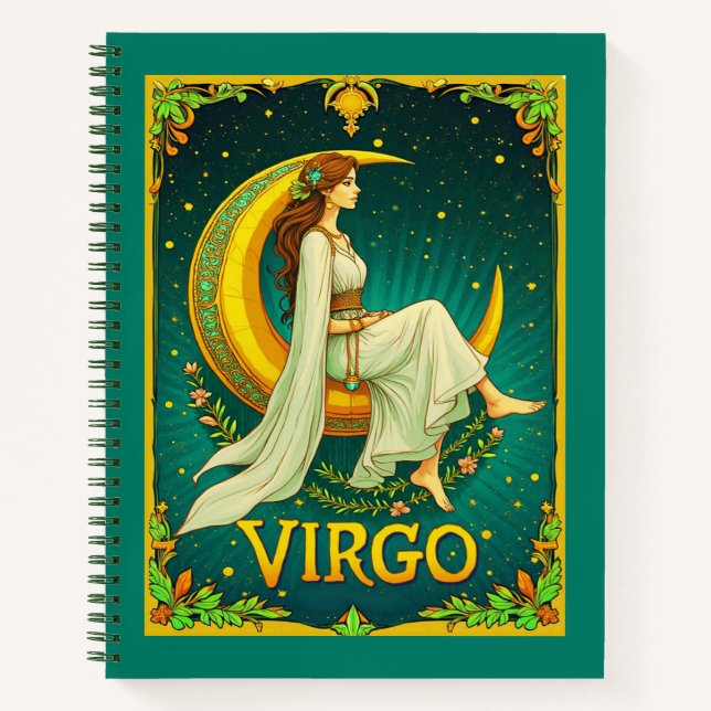 Virgo Maiden Sitting on Crescent Moon Journal  (Front)