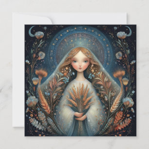 Virgo Maiden Zodiac Astrology Celestial Birthday Card
