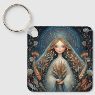 Virgo Maiden Zodiac Astrology Celestial Birthday Keychain