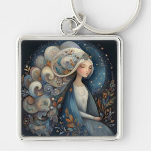 Virgo Maiden Zodiac Astrology Mystical Birthday Keychain