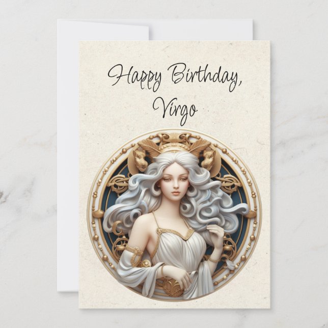 Virgo Maiden Zodiac Minimalist Birthday Flat Card (Front)