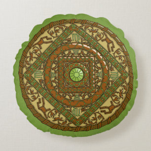 Virgo Mandala Round Coussin