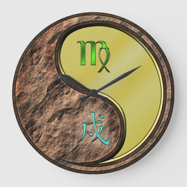 Virgo & Metal Dog Large Clock (Front)