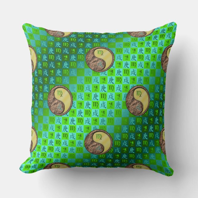 Virgo & Metal Dog Throw Pillow (Front)