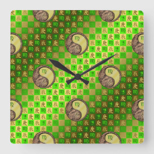 Virgo & Metal Dragon Square Wall Clock