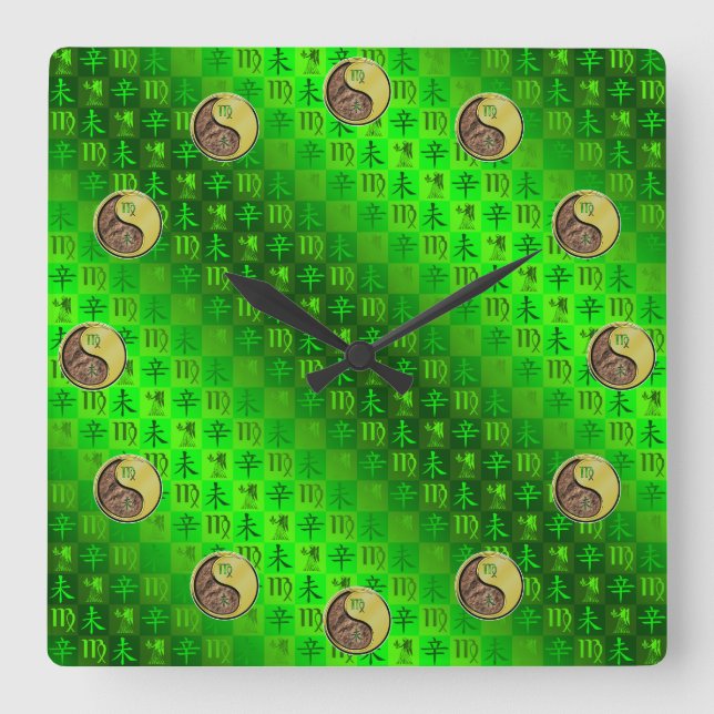 Virgo & Metal Goat Square Wall Clock (Front)
