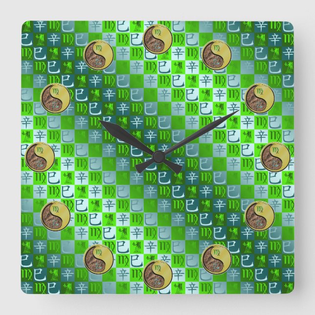 Virgo & Metal Snake Square Wall Clock (Front)