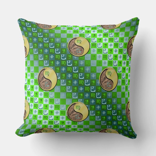 Virgo & Metal Snake Throw Pillow (Front)