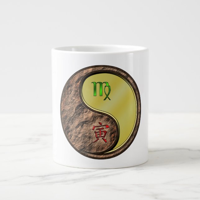 Virgo & Metal Tiger Large Coffee Mug (Front)