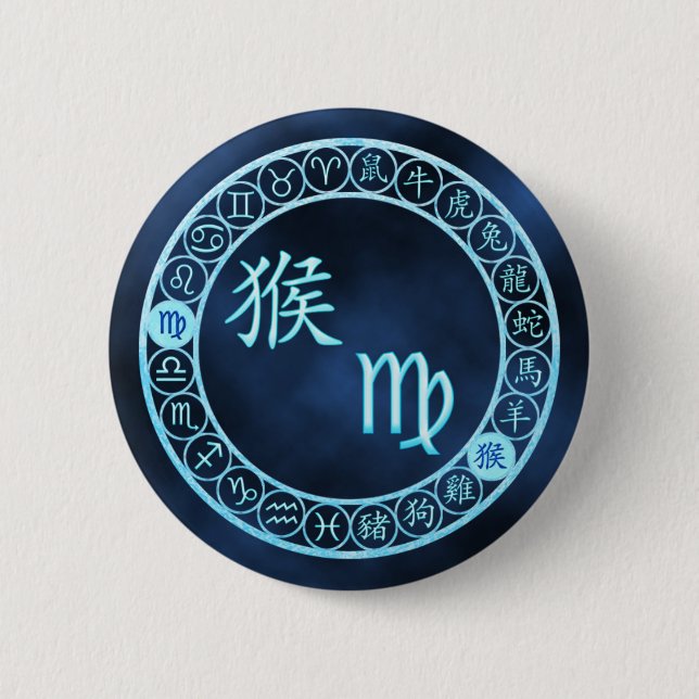 Virgo/Monkey 2 Inch Round Button (Front)