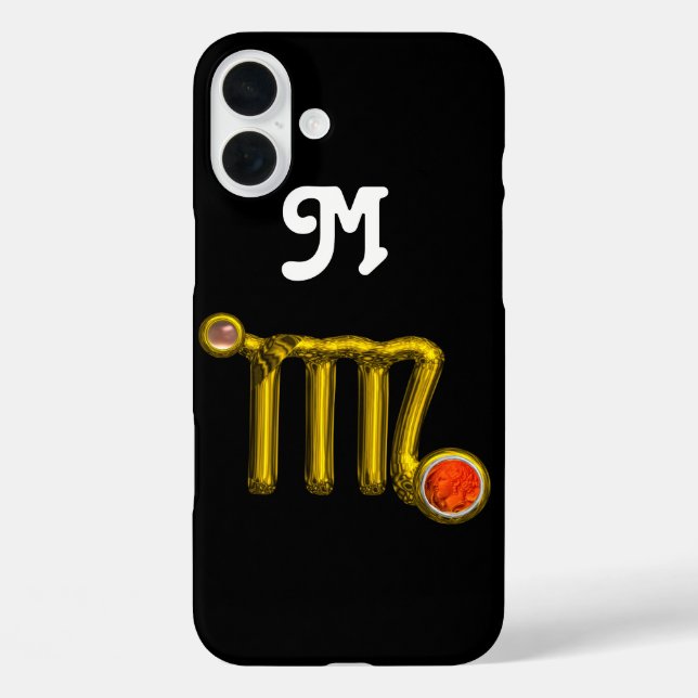 VIRGO ORANGE AGATE GOLD ZODIAC SIGN JEWEL MONOGRAM Case-Mate iPhone CASE (Back)