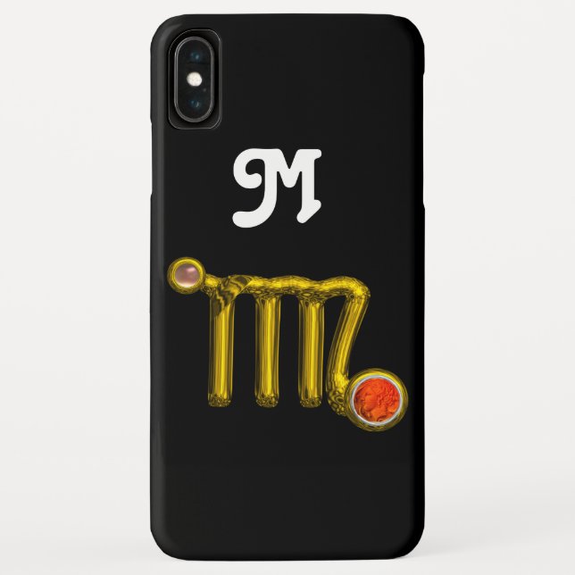 VIRGO ORANGE AGATE GOLD ZODIAC SIGN JEWEL MONOGRAM Case-Mate iPhone CASE (Back)