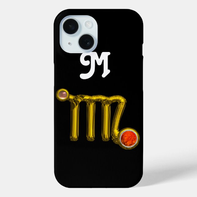 VIRGO ORANGE AGATE GOLD ZODIAC SIGN JEWEL MONOGRAM Case-Mate iPhone CASE (Back)