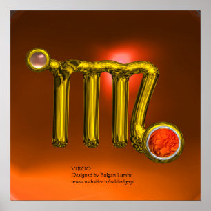 VIRGO/ORANGE,GREY AGATE GOLD ZODIAC SIGN JEWEL