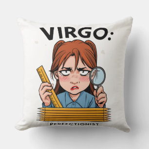 Virgo Perfectionist Measuring Pencils Funny Zodiac Throw Pillow