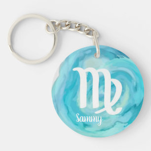 Virgo Personalized Watercolor Zodiac Sign Keychain