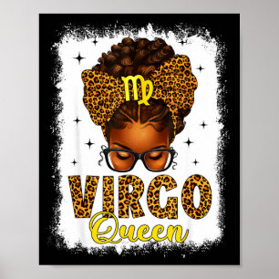Virgo queen messy bun leopard bow black women poster