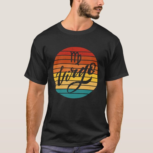 Virgo Retro Colourful Sunset Zodiac Signs Personal T-Shirt (Front)