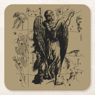 Virgo Sign Constellation Hevelius 1690 Square Paper Coaster