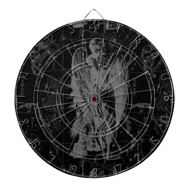 Virgo Sign Constellation Hevelius Black Decor Dartboard (Front)