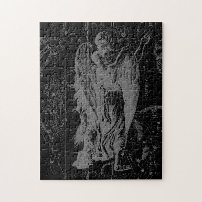 Virgo Sign Constellation Hevelius Black Decor Jigsaw Puzzle (Vertical)