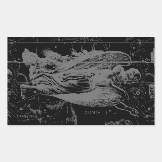 Virgo Sign Constellation Hevelius Black Decor Sticker (Front)