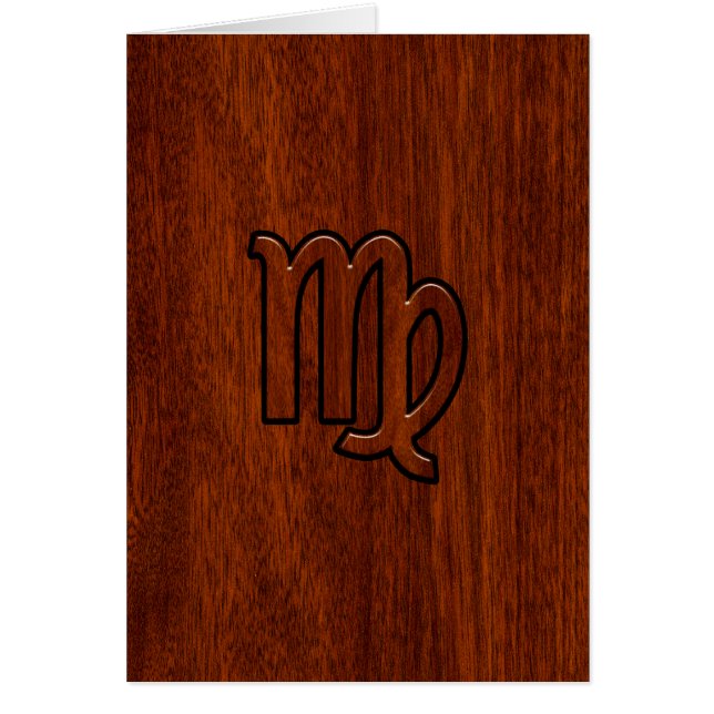 Virgo Sign in Mahogany wood style (Front)