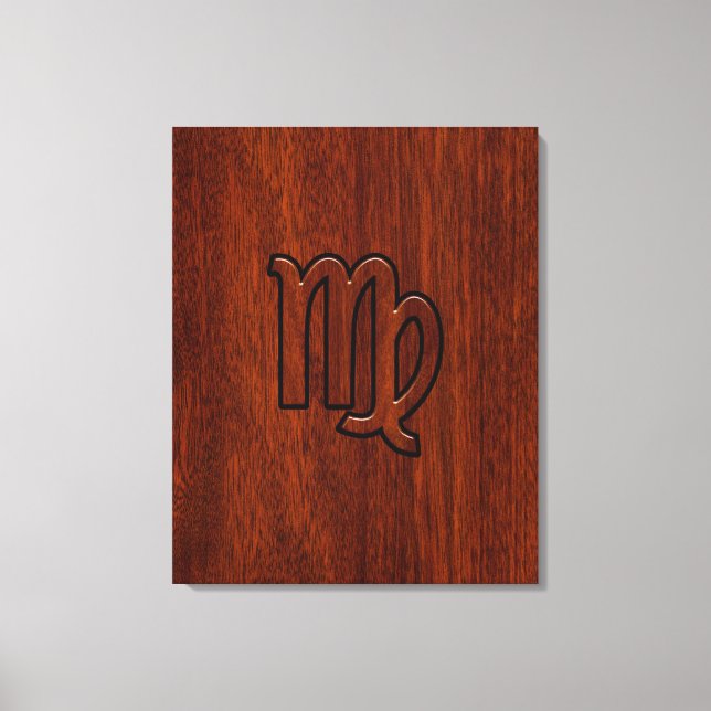 Virgo Sign in Mahogany wood style (Front)