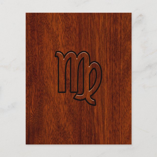 Virgo Sign in Mahogany wood style Flyer (Front)