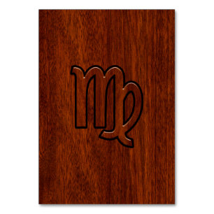 Virgo Sign in Mahogany wood style Table Number