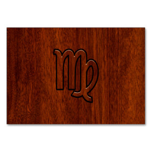 Virgo Sign in Mahogany wood style Table Number