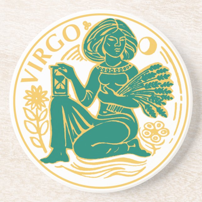 Virgo Sign of the Zodiac on a Coaster (Front)