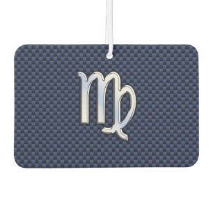 Virgo Sign on Blue Carbon Fibre Print Style Car Air Freshener