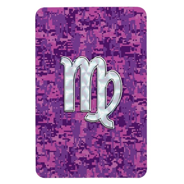 Virgo Sign on Pink Fuchsia Digital Camouflage Magnet (Vertical)