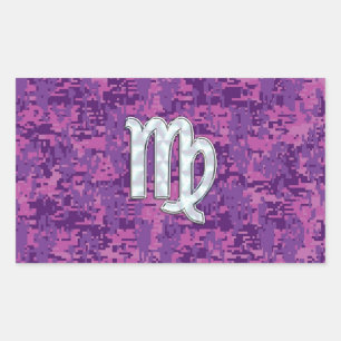 Virgo Sign on Pink Fuchsia Digital Camouflage Sticker