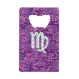 Virgo Sign on Pink Fuchsia Digital Camouflage Wallet Bottle Opener