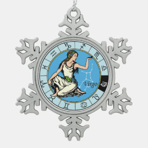 virgo snowflake pewter christmas ornament