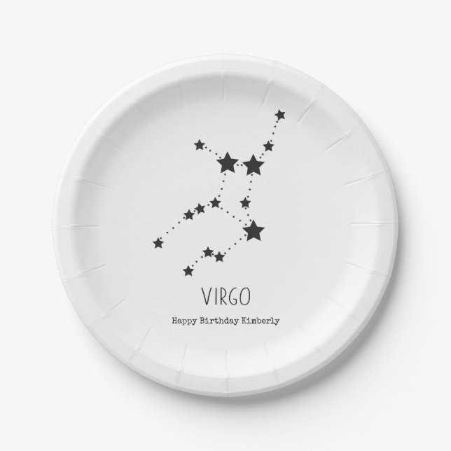 Virgo Star Pattern Birthday Paper Plate (Front)