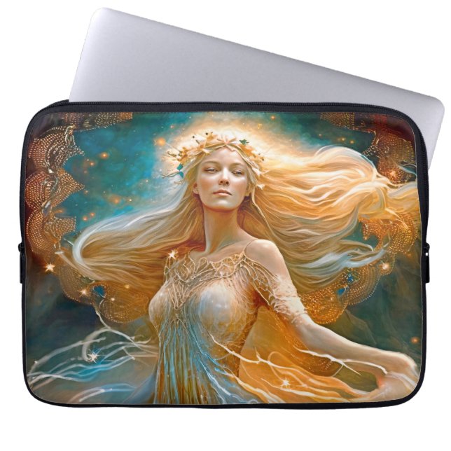 Virgo Star Sign Goddess, Celestial Being, Zodiac Laptop Sleeve (Front)