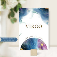 Virgo Table Number Sign Celestial Watercolor Card