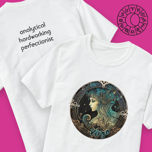 Virgo Teal and Black Watercolor Zodiac T-Shirt