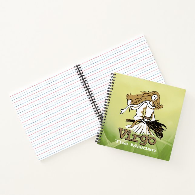 Virgo The Maiden earth sign green Notebook (Inside)
