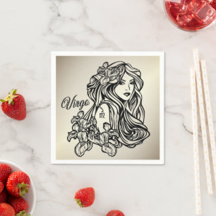 Virgo The Virgin Zodiac Golden Napkin