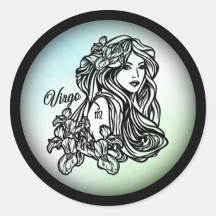 Virgo The Virgin Zodiac Green Classic Round Sticker