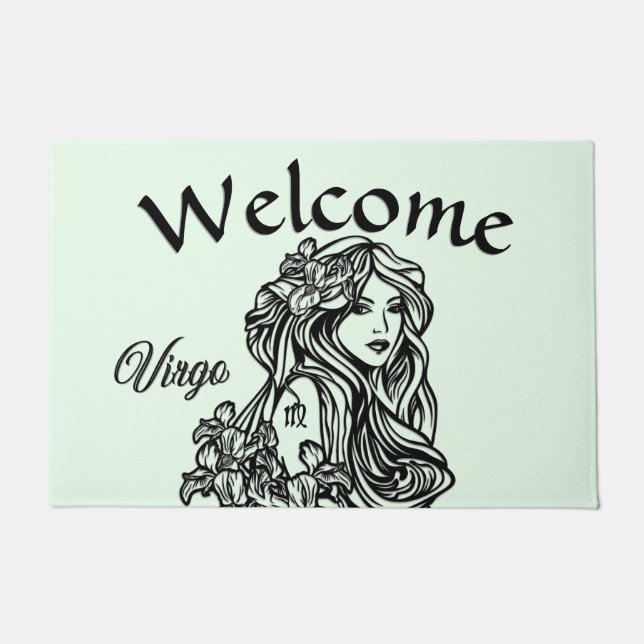 Virgo The Virgin Zodiac Green Doormat (Front)