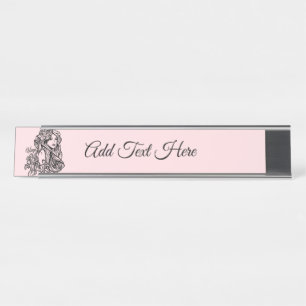 Virgo The Virgin Zodiac Pink Desk Name Plate