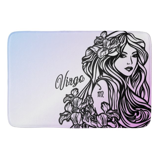 Virgo The Virgin Zodiac Purple Bath Mat (Front)