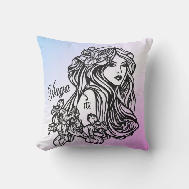 Virgo The Virgin Zodiac Purple Outdoor Pillow (Front)