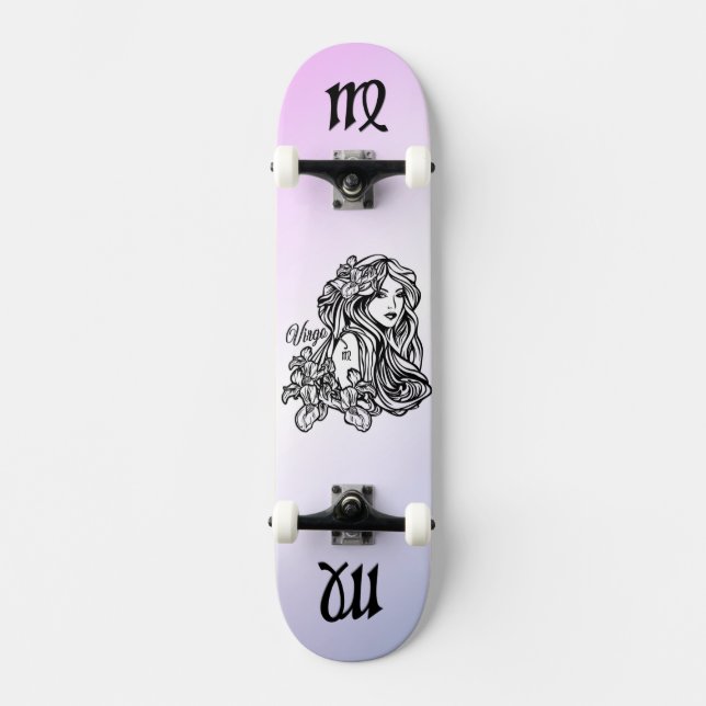 Virgo The Virgin Zodiac Purple Skateboard (Front)
